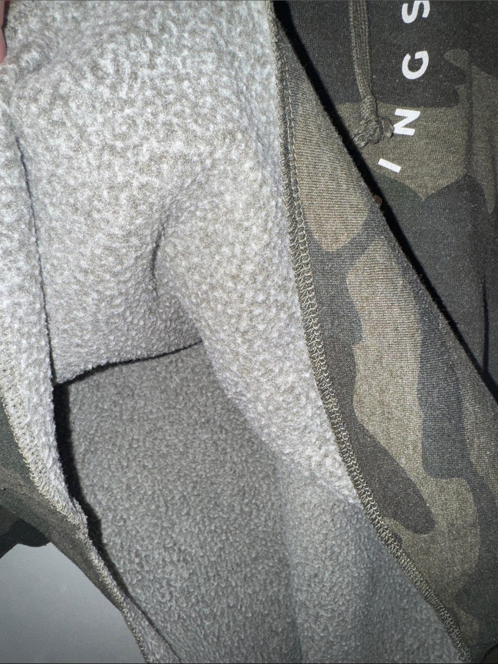 “Fueled by Caffeine Living in Leggings” fleece hoodie - Camo Green - Picture 4 of 6